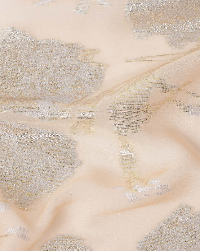 Pastel Peach Silk Chiffon Lurex Fabric 110cm