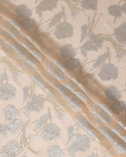 Pastel Peach Silk Chiffon Lurex Fabric 110cm