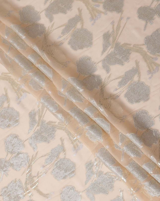 Pastel Peach Silk Chiffon Lurex Fabric 110cm