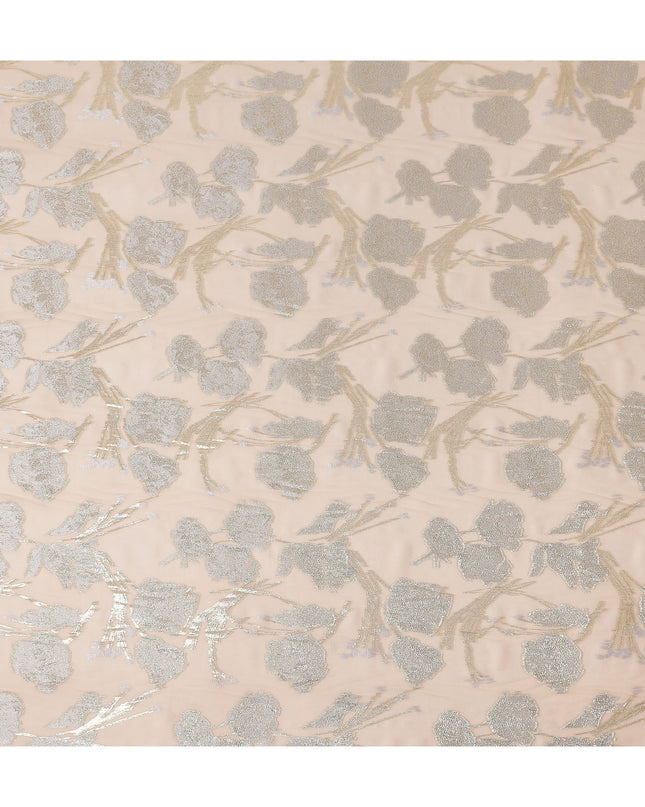 Pastel Peach Silk Chiffon Lurex Fabric 110cm