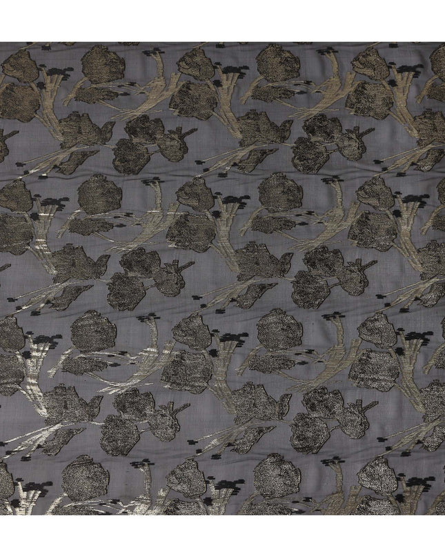 Jet Black Silk Chiffon Lurex Fabric 110cm