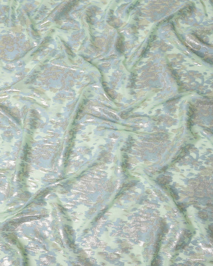 Pistachio Mint Silk Chiffon Lurex Fabric 110cm