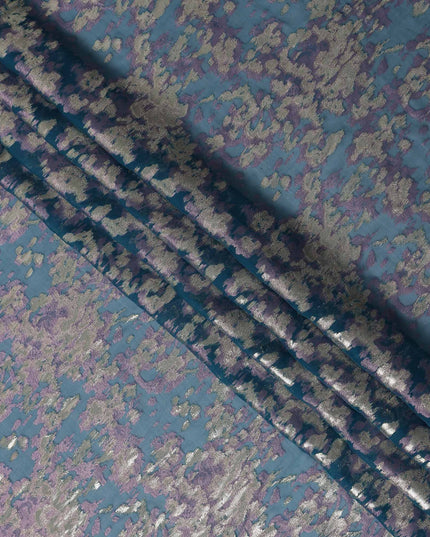 Deep Teal Blue Silk Chiffon Lurex Fabric 110cm