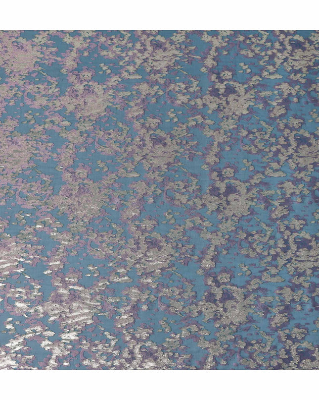 Deep Teal Blue Silk Chiffon Lurex Fabric 110cm