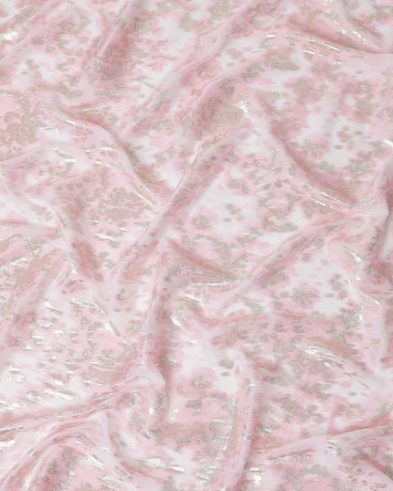 Baby Pink Silk Chiffon Lurex Fabric 110cm