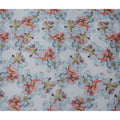 Powder Blue Poppy Floral Pure Silk Chiffon Fabric
