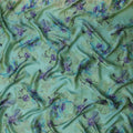 Seafoam Mint Green Violet Floral Pure Silk Chiffon Fabric