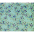 Seafoam Mint Green Violet Floral Pure Silk Chiffon Fabric