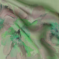 Olive Sage Green Mauve Floral Pure Silk Chiffon Fabric