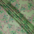 Olive Sage Green Mauve Floral Pure Silk Chiffon Fabric