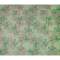 Olive Sage Green Mauve Floral Pure Silk Chiffon Fabric
