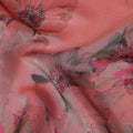 Dusty Coral Pink Shadow Floral Pure Silk Chiffon Fabric