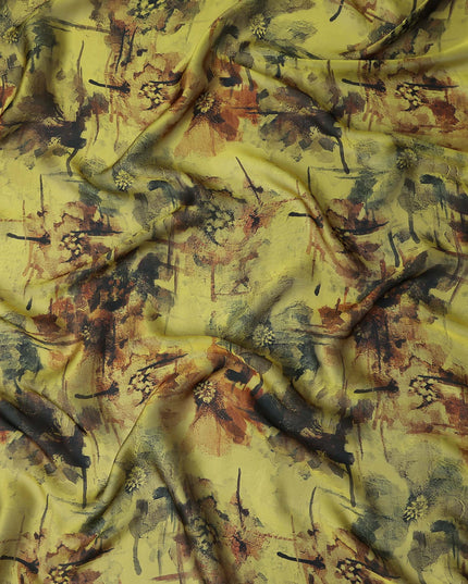 Mustard Olive Yellow Pure Silk Chiffon Fabric 110cm