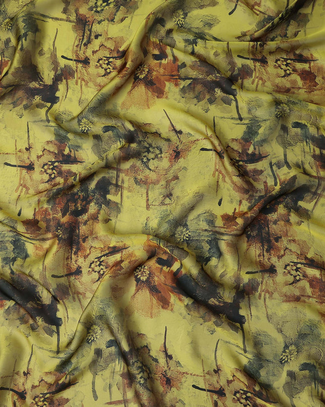 Mustard Olive Yellow Pure Silk Chiffon Fabric 110cm