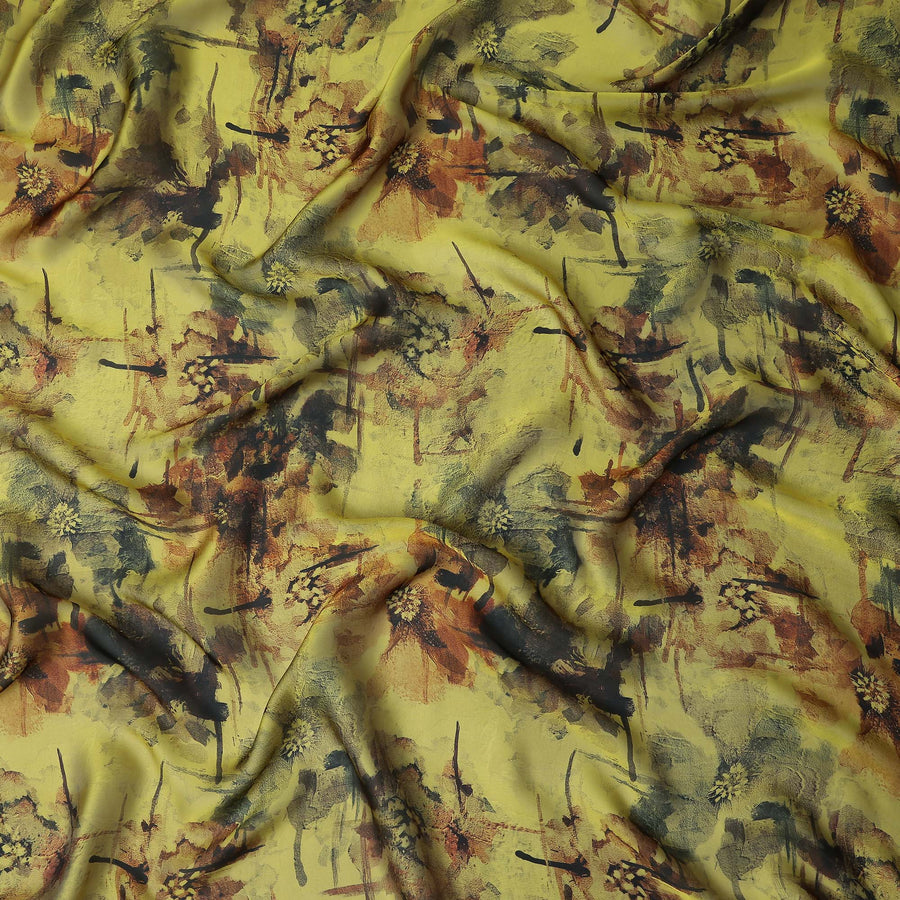 Mustard Olive Yellow Pure Silk Chiffon Fabric 110cm
