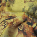 Mustard Olive Yellow Pure Silk Chiffon Fabric 110cm