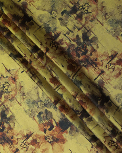 Mustard Olive Yellow Pure Silk Chiffon Fabric 110cm