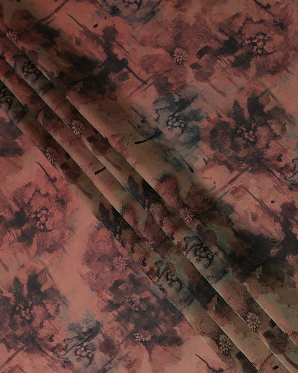 Terracotta Brown Pure Silk Chiffon Fabric 110cm