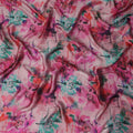 Fuchsia Pink Watercolour Floral Pure Silk Chiffon Fabric