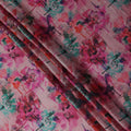 Fuchsia Pink Watercolour Floral Pure Silk Chiffon Fabric