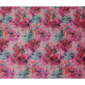 Fuchsia Pink Watercolour Floral Pure Silk Chiffon Fabric
