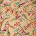 Apricot Beige Rose Floral Pure Silk Chiffon Fabric