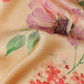 Apricot Beige Rose Floral Pure Silk Chiffon Fabric