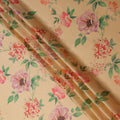 Apricot Beige Rose Floral Pure Silk Chiffon Fabric