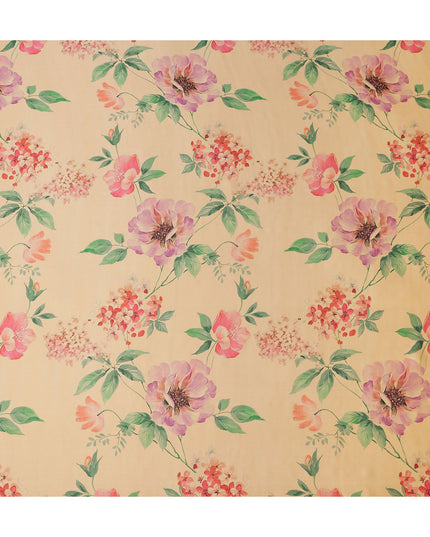 Apricot Beige Rose Floral Pure Silk Chiffon Fabric