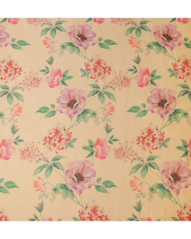 Apricot Beige Rose Floral Pure Silk Chiffon Fabric