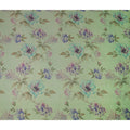 Soft Fern Green Lavender Floral Pure Silk Chiffon Fabric