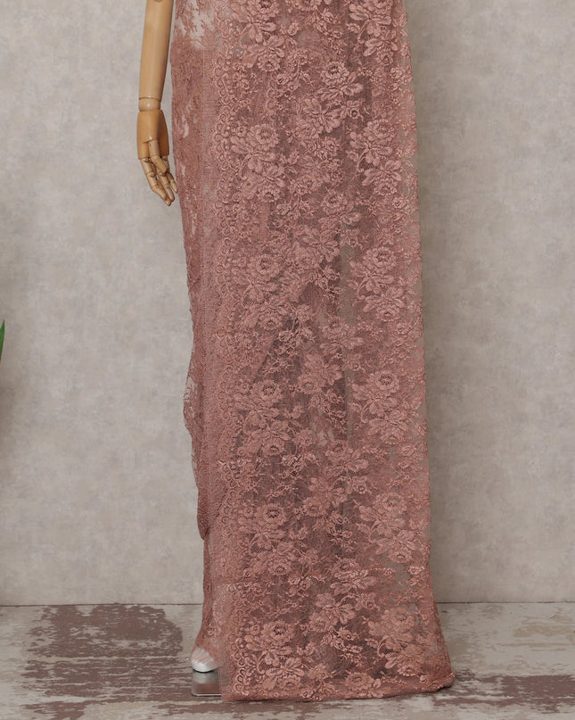 Dusty Rose French Chantilly Lace Saree 5.5m