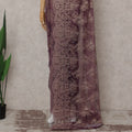 Plum Purple French Chantilly Lace Saree 5.5m
