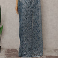 Steel Blue French Chantilly Lace Saree 5.5m
