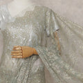 Mint Sage Green French Chantilly Lace Saree 5.5m