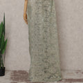 Mint Sage Green French Chantilly Lace Saree 5.5m
