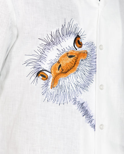 The Art Shirt - Customized Embroidered Pure Linen 60 Lea White Shirt-03