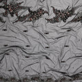 Charcoal Grey Embroidered Nylon Tulle Fabric with Abstract Floral Sequins and Stone Bead Motifs, 140 cm Width, Made in India-D23497