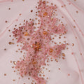 Blush Pink Net Fabric with Sequins & Floral Bead Embroidery – 140 cm Width-D23507