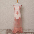 Blush Pink Net Fabric with Sequins & Floral Bead Embroidery – 140 cm Width-D23507