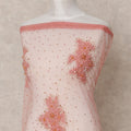 Blush Pink Net Fabric with Sequins & Floral Bead Embroidery – 140 cm Width-D23507