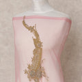 Blush Pink Net Fabric with Antique Gold Sequin & Bead Floral Work – 140 cm Width-D23508