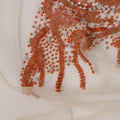 Ivory Net Fabric with Orange and Silver Sequin Embroidery – 140 cm Width-D23510