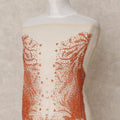Ivory Net Fabric with Orange and Silver Sequin Embroidery – 140 cm Width-D23510