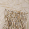 Beige Nylon Tulle with Vertical Sequin Lines & Mirror Work Embroidery, 140 cm Width, Made in India-D23514