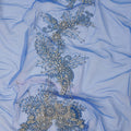 Royal Blue Nylon Tulle with Intricate Bead & Crystal Burst Embroidery, 140 cm Width, Made in India-D23517