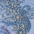 Royal Blue Nylon Tulle with Intricate Bead & Crystal Burst Embroidery, 140 cm Width, Made in India-D23517