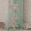 Pastel Mint Floral Sequin and Bead Embroidered Nylon Tulle Fabric, 140 cm Width, Made in India – 3 Meter for Fustaann Dress-D23521
