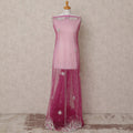 Pink Floral Pearl and Sequin Embroidered Nylon Tulle Fabric, 140 cm Width, Made in India – 3 Meter-D23522