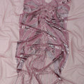 Dusty Rose Linear Sequin Embroidered Nylon Tulle Fabric, 140 cm Width, Made in India – 3 Meter-D23523